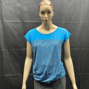 Ann Taylor Women's Blue and Blue, Black & White Print Top